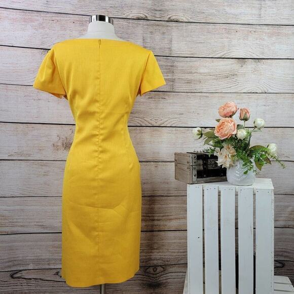 David Meister Bright Yellow Short Sleeve Sheath Dress 8‎ - Picture 2 of 8